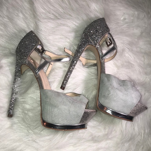 Boutique 9 Shoes - Glitter and Light blue suede High Heels